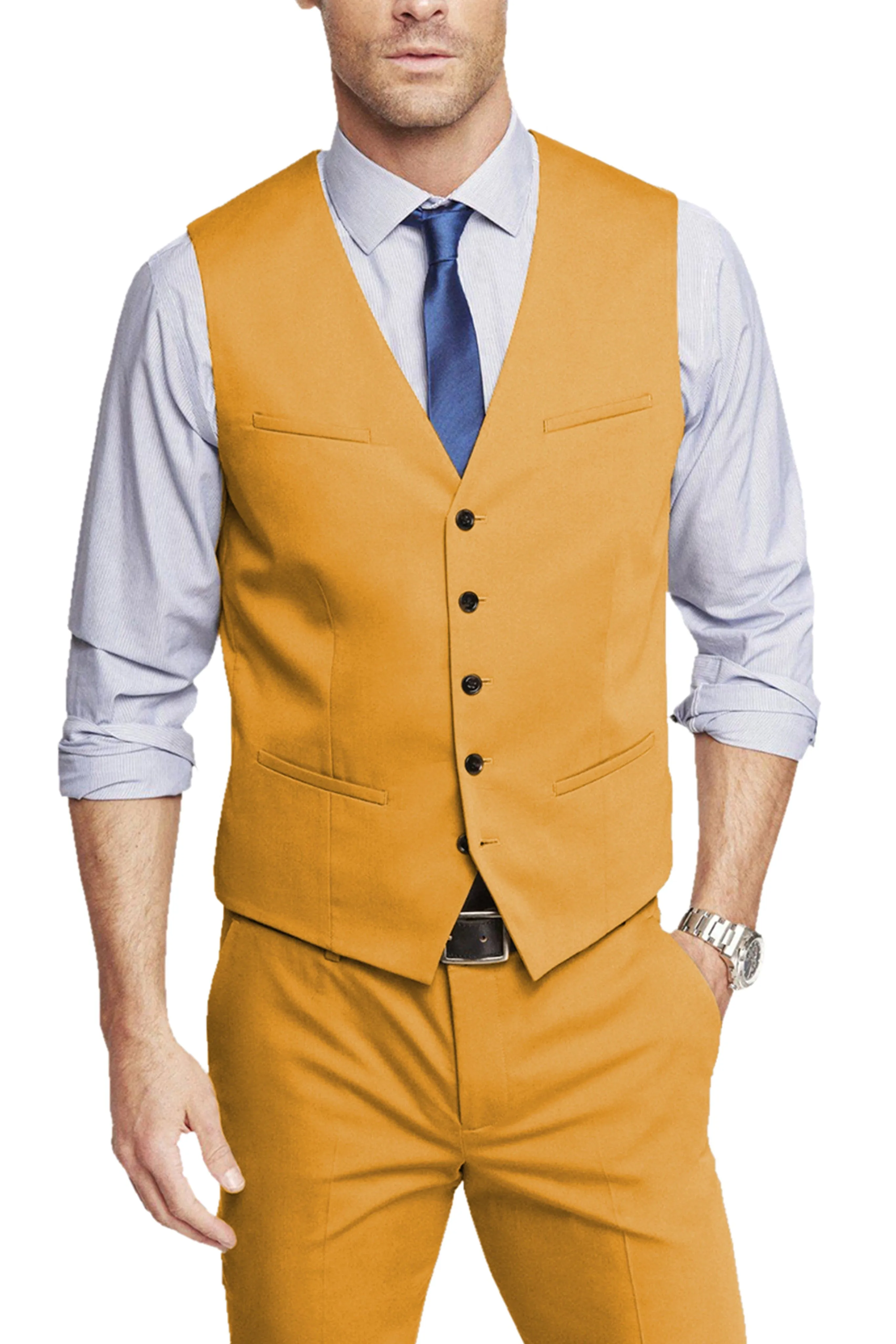 2 Piece Single Breasted V Neck Men's Waistcoat (Vest Pants)