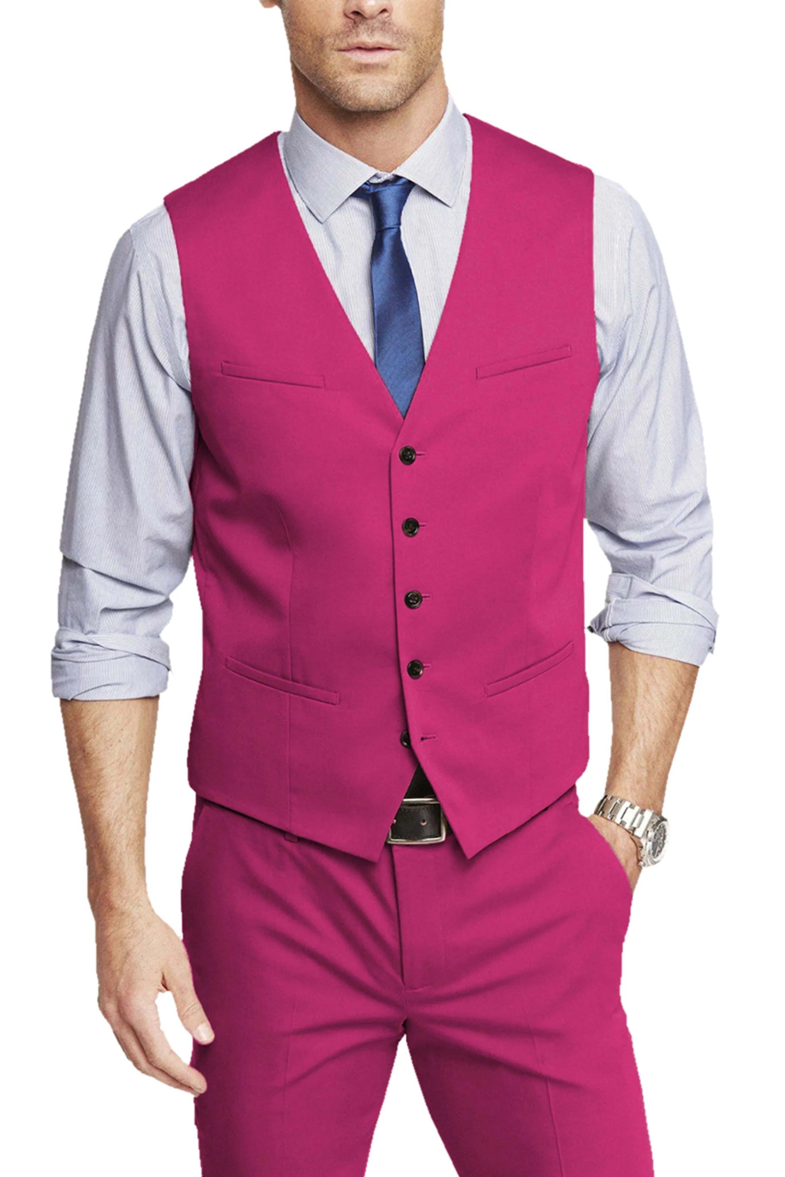 2 Piece Single Breasted V Neck Men's Waistcoat (Vest Pants)