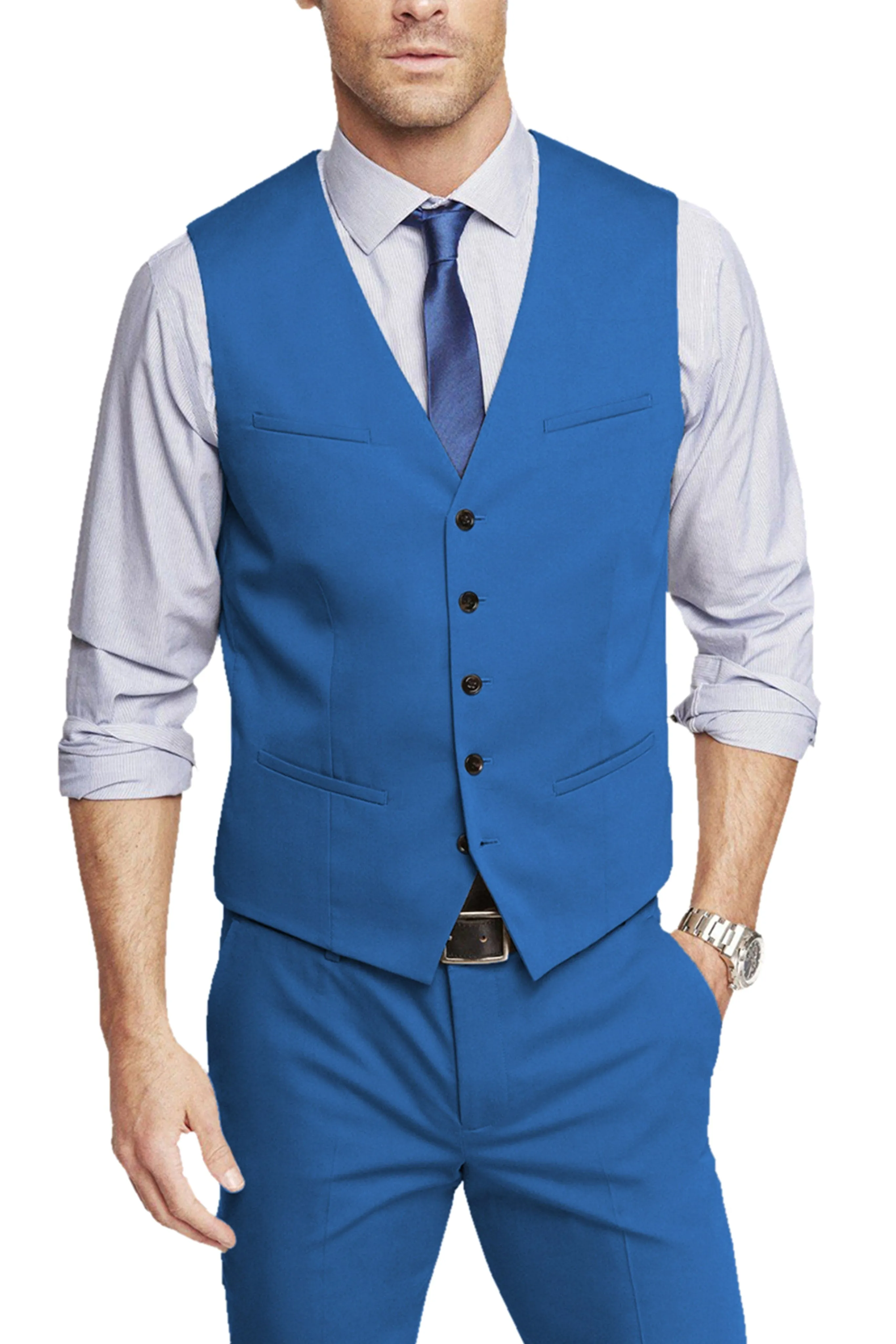 2 Piece Single Breasted V Neck Men's Waistcoat (Vest Pants)