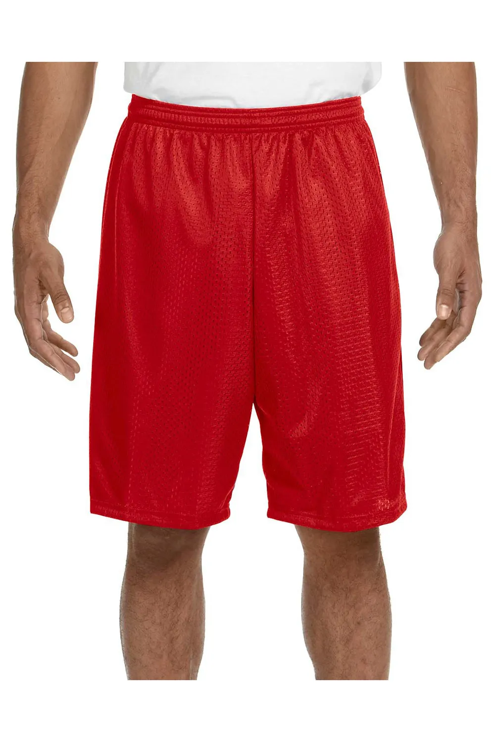 A4 Mens Moisture Wicking Tricot Mesh Shorts - Scarlet Red