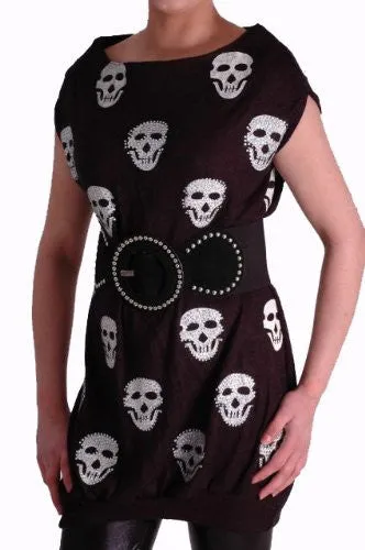 Baggy Skull Print Tops