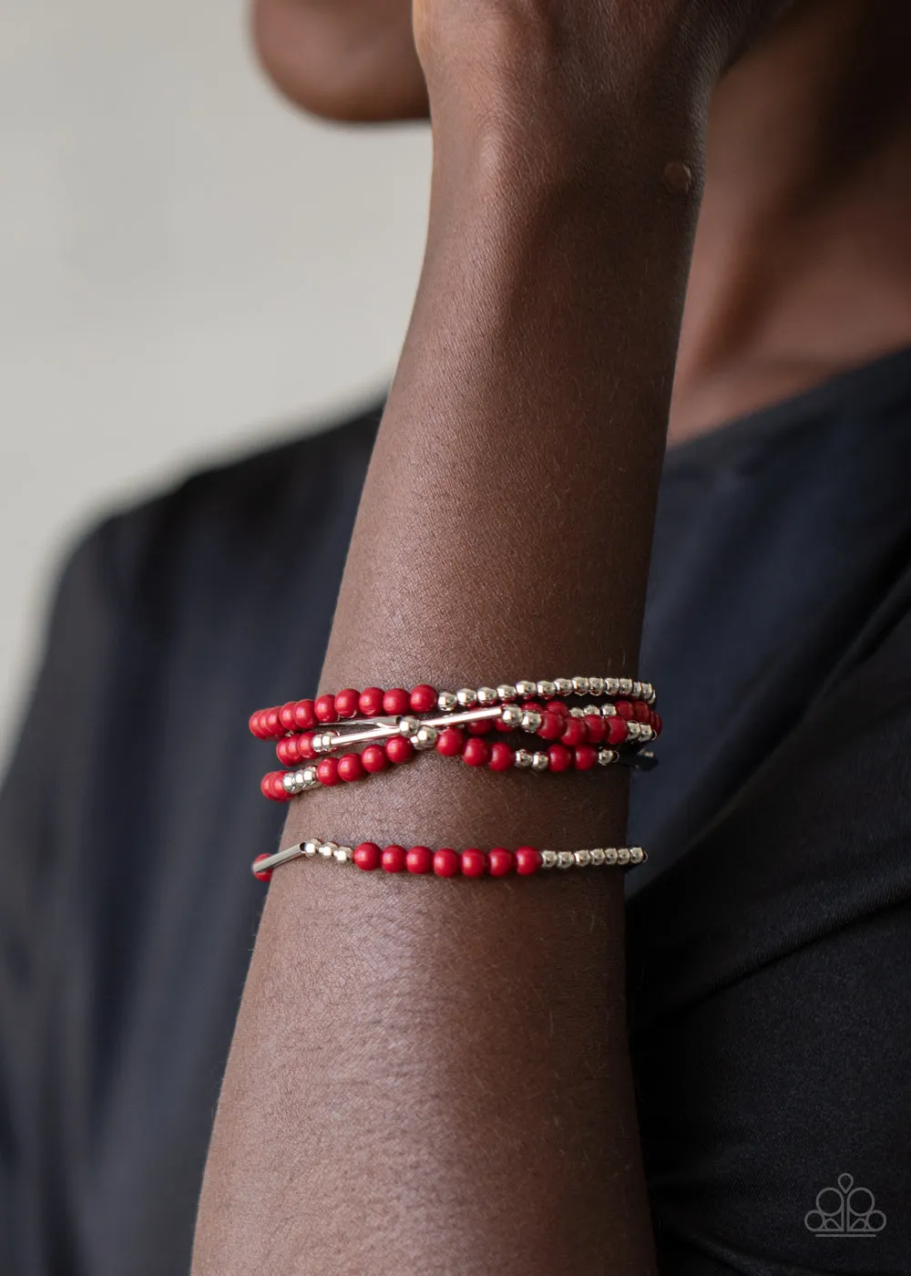 BEAD Between The Lines - Red Bracelet - Paparazzi Accessories