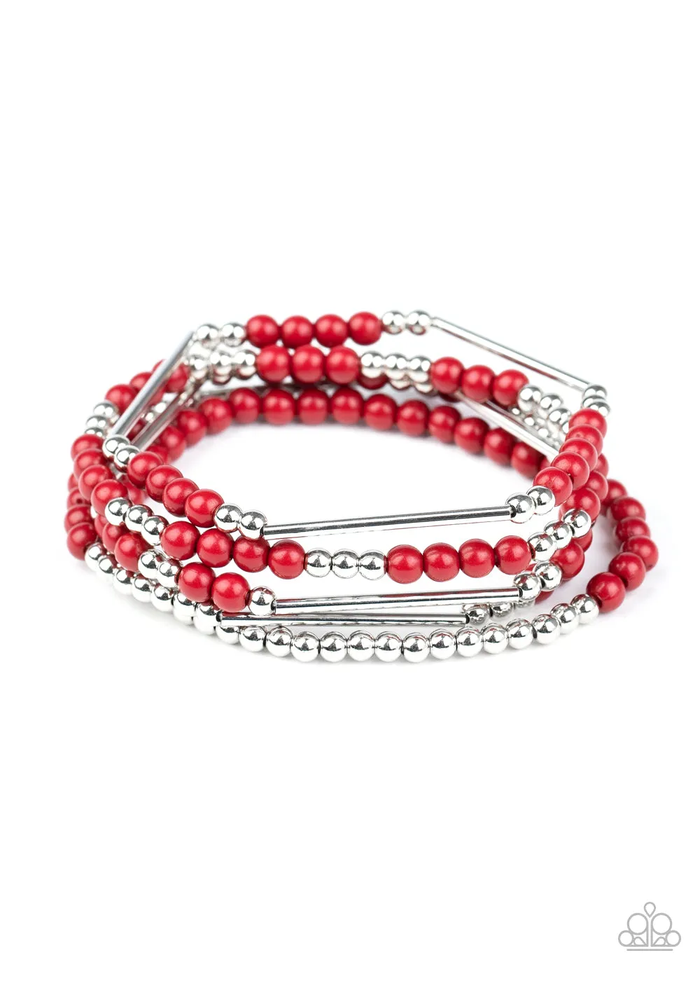 BEAD Between The Lines - Red Bracelet - Paparazzi Accessories