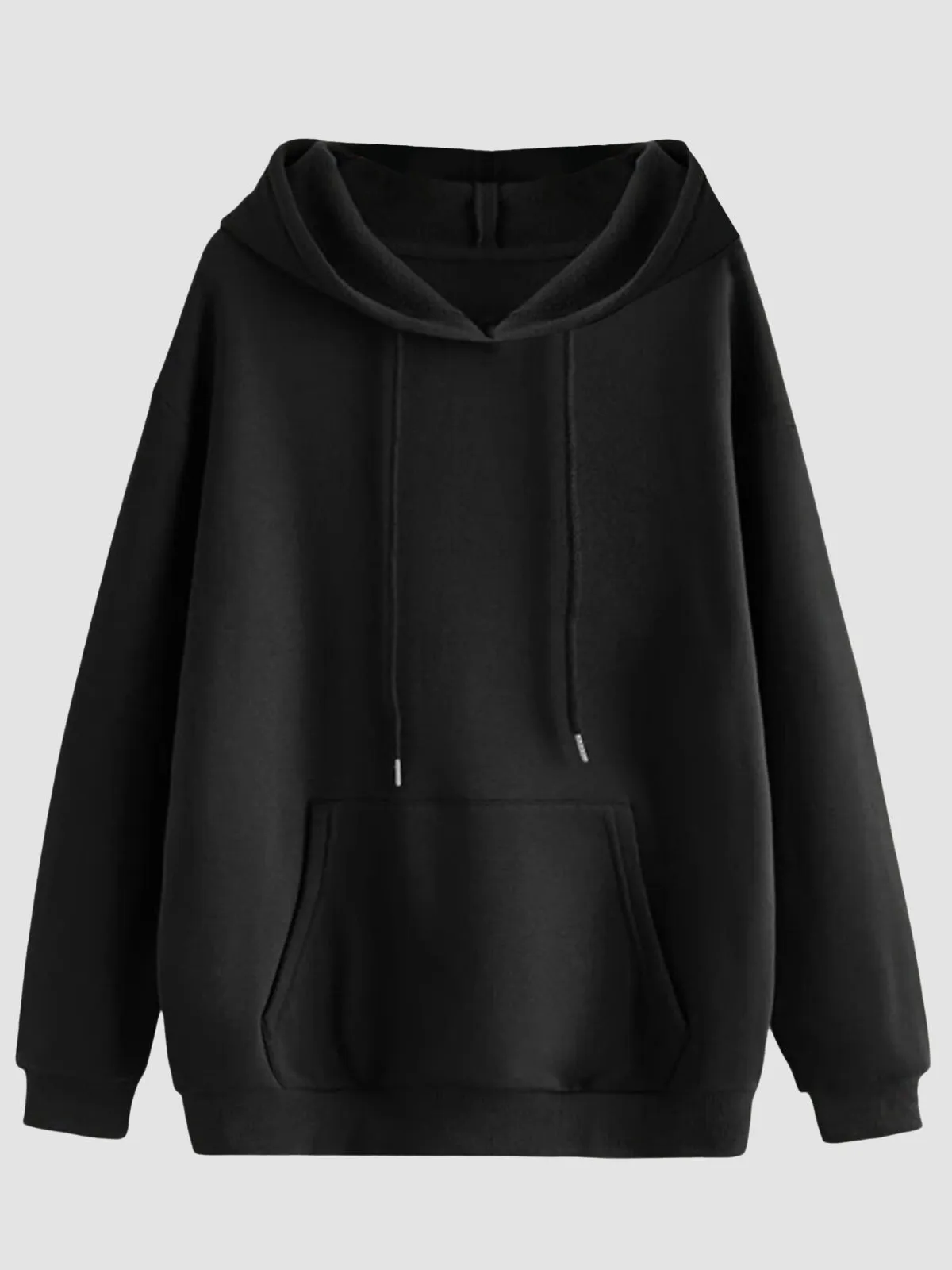 Black Plain Regular Hoodie