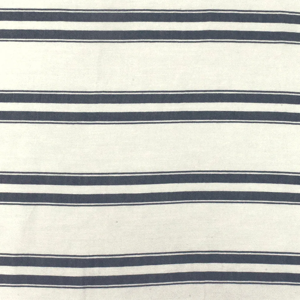 Blue-Ivory Famous Designer Stripe With Slub Texture Twill Woven Fabric