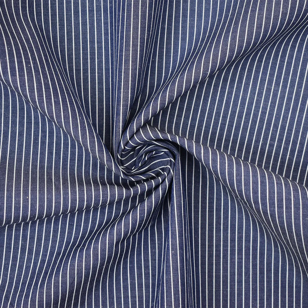 Blue-White Stripe Poly Poplin Woven Fabric