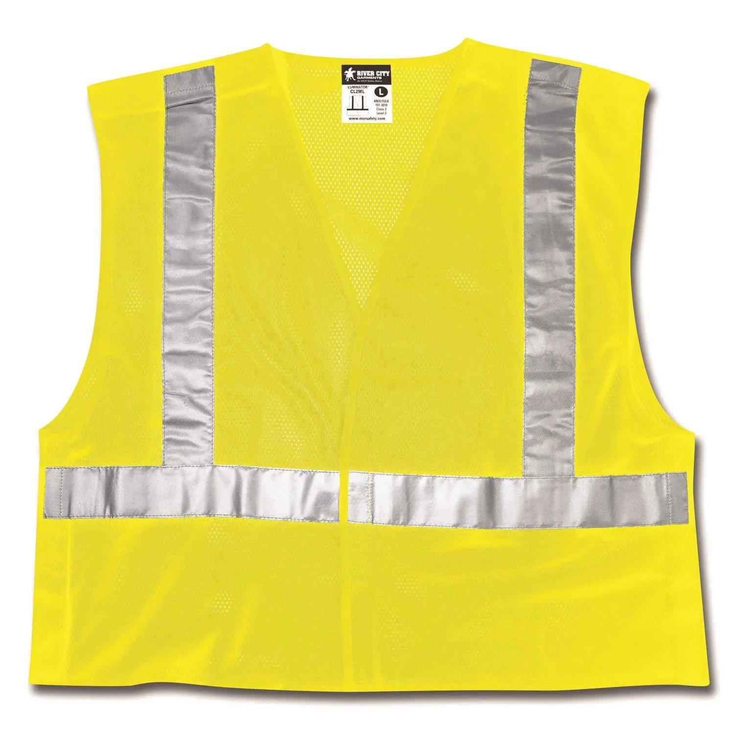 CL2MLX2 MCR Class 2,Tear-Away,Polyester Mesh Safety Vest,2" Silver Stripe,LIME