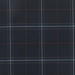 Cool Black-Soft Blue-Multi Plaid Wool-Poly Twill Woven Suiting Fabric