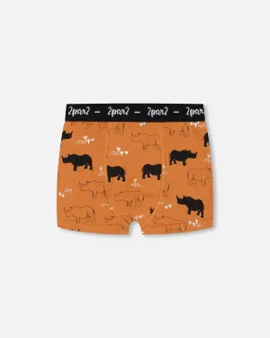 Deux Par Deux Printed Boxer - Rhinocerous