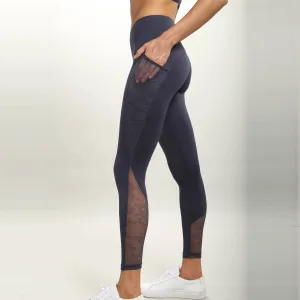 Floral Lace Mesh Splice Highwaist Leggings