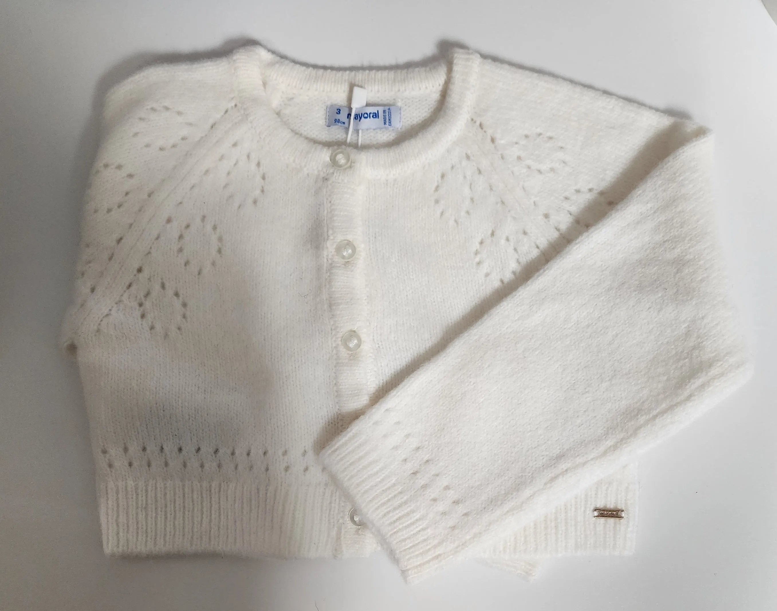 Girls Openwork Knit Cardigan