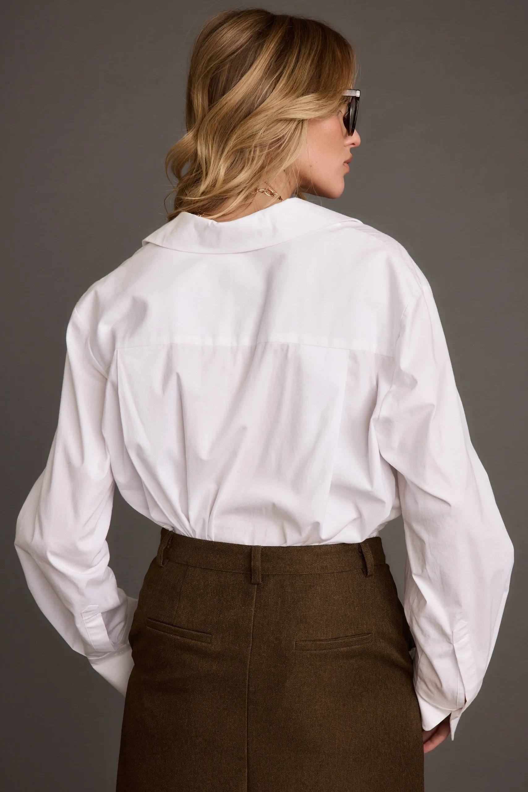 Gisele White Poplin Button Down