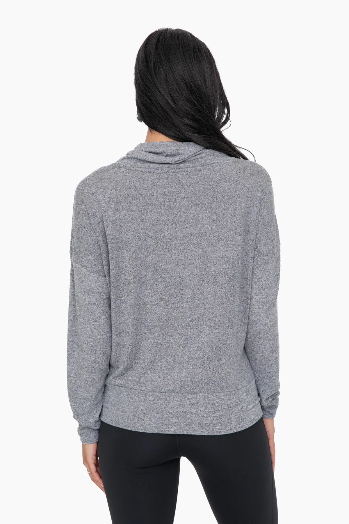 Grey Brushed Cowl Neck Pullover Top | Mono B - Final Sale