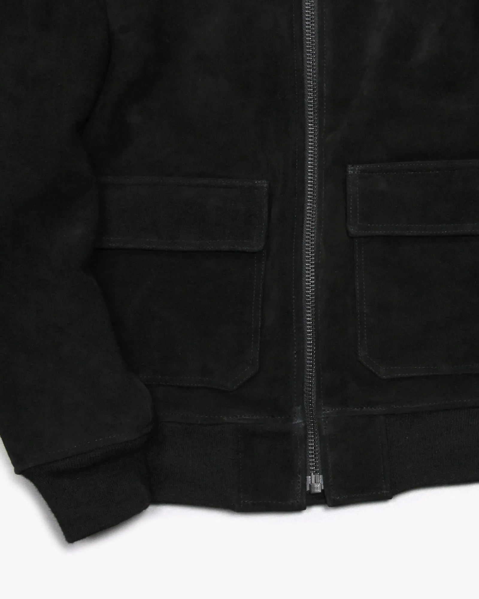 Heavy Suede Bomber Jacket - Black