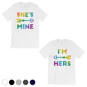 LGBT She's Mine I'm Hers Rainbow White Matching Shirts