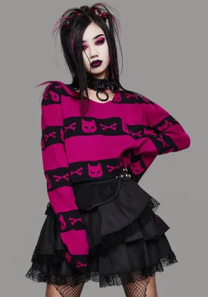 Magenta Super Creep Striped Sweater