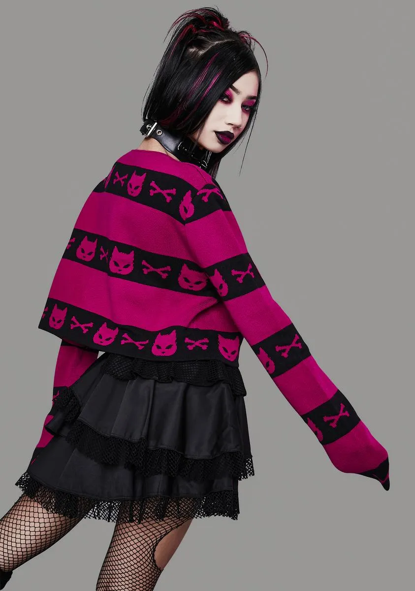 Magenta Super Creep Striped Sweater