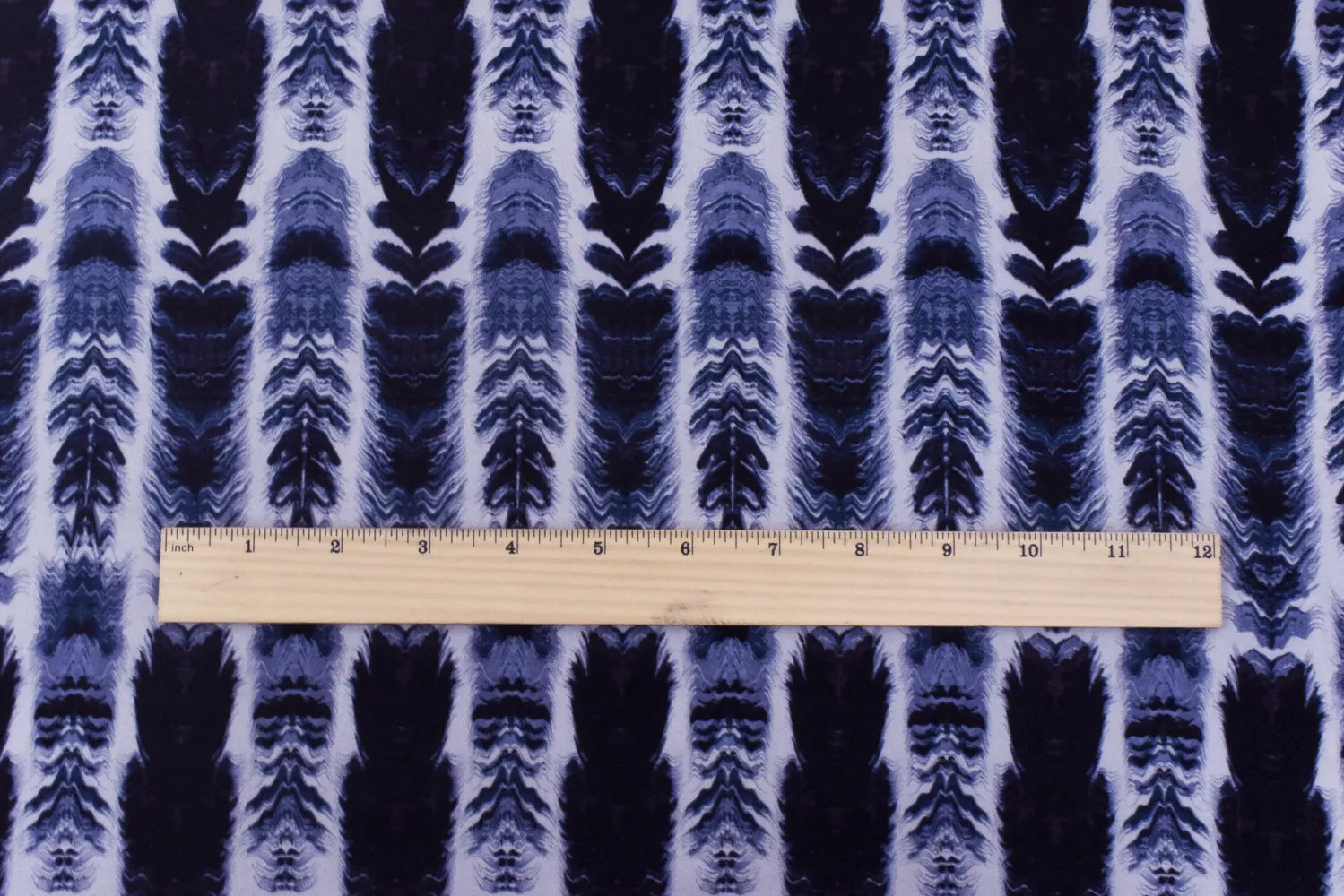 Moon Purple-Black-Multi Abstract Feather Print Poly Georgette Woven Fabric