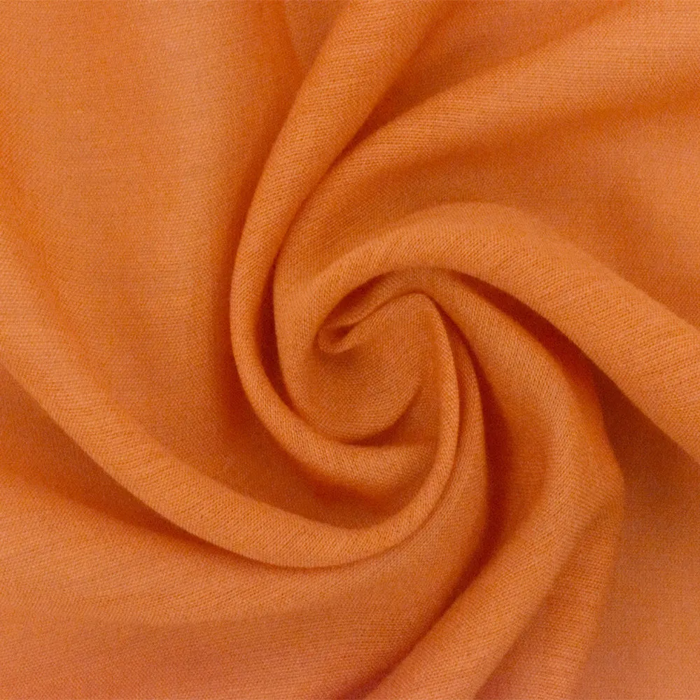 Orange Solid Slub Cotton Silk Lawn Woven Fabric