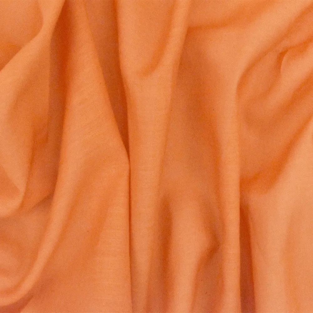 Orange Solid Slub Cotton Silk Lawn Woven Fabric