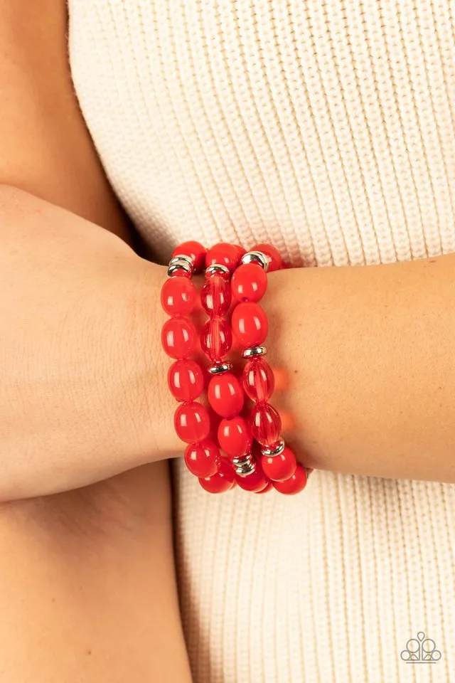 Paparazzi Bracelet ~ Coastal Coastin - Red