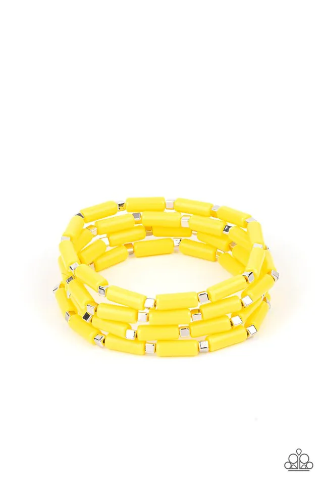 Paparazzi Bracelet ~ Radiantly Retro - Yellow