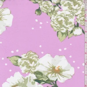 Pink Lilac/Sage Floral Double Brushed Jersey Knit Fabric