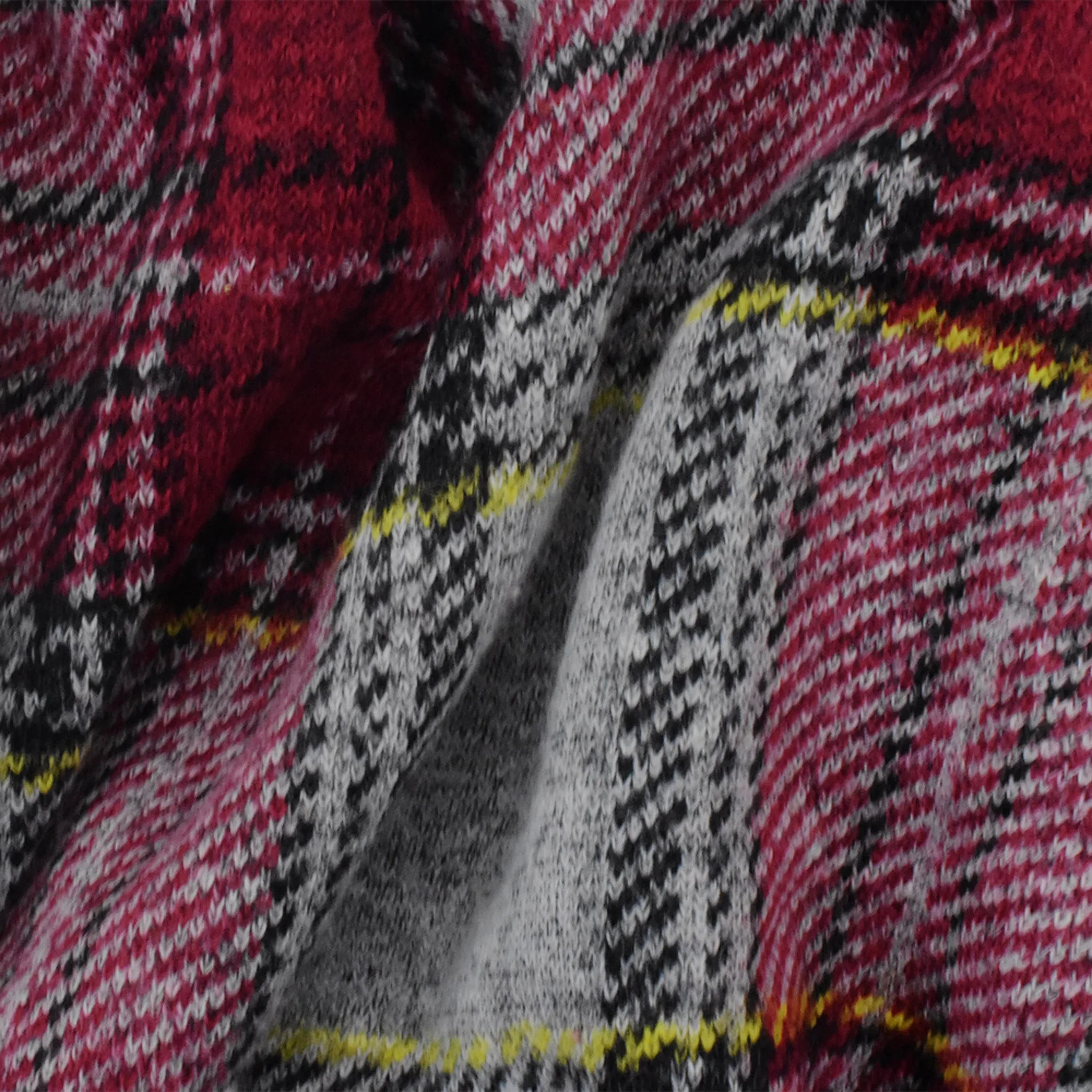 Red-Black-Multi Famous Designer Brushed Back Plaid Knit Jacketing Fabric