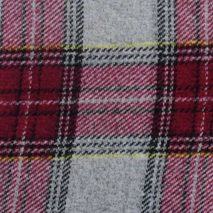 Red-Black-Multi Famous Designer Brushed Back Plaid Knit Jacketing Fabric