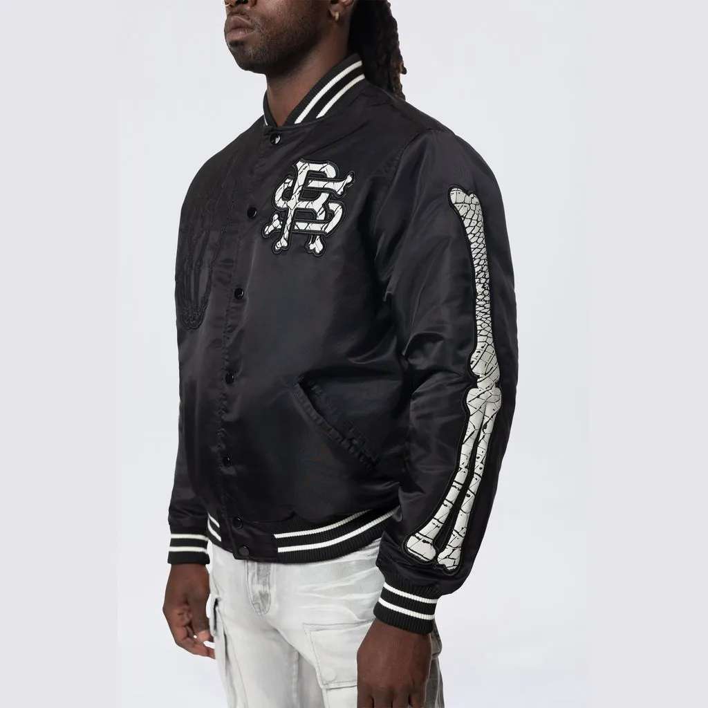 Satin Stadium Jacket - Black