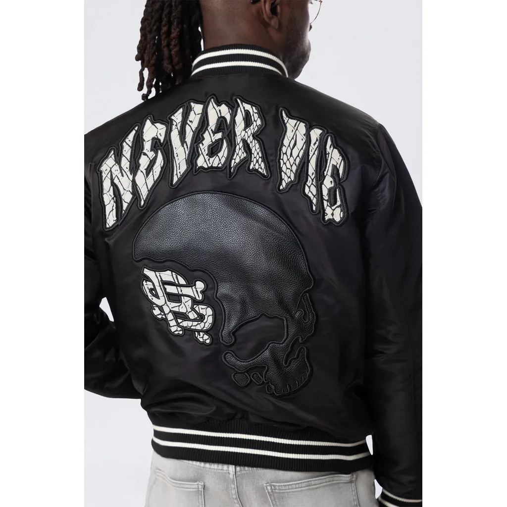 Satin Stadium Jacket - Black