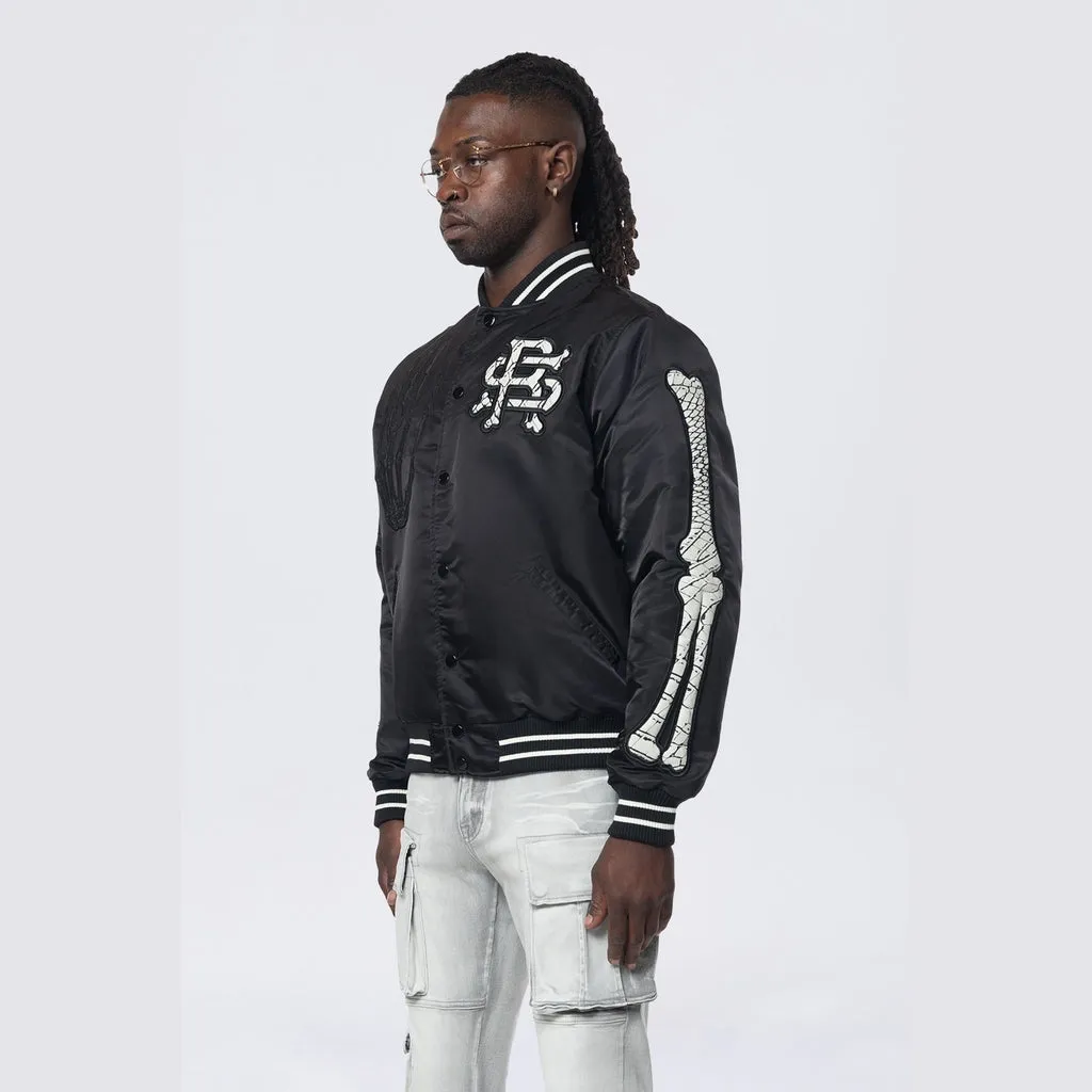 Satin Stadium Jacket - Black