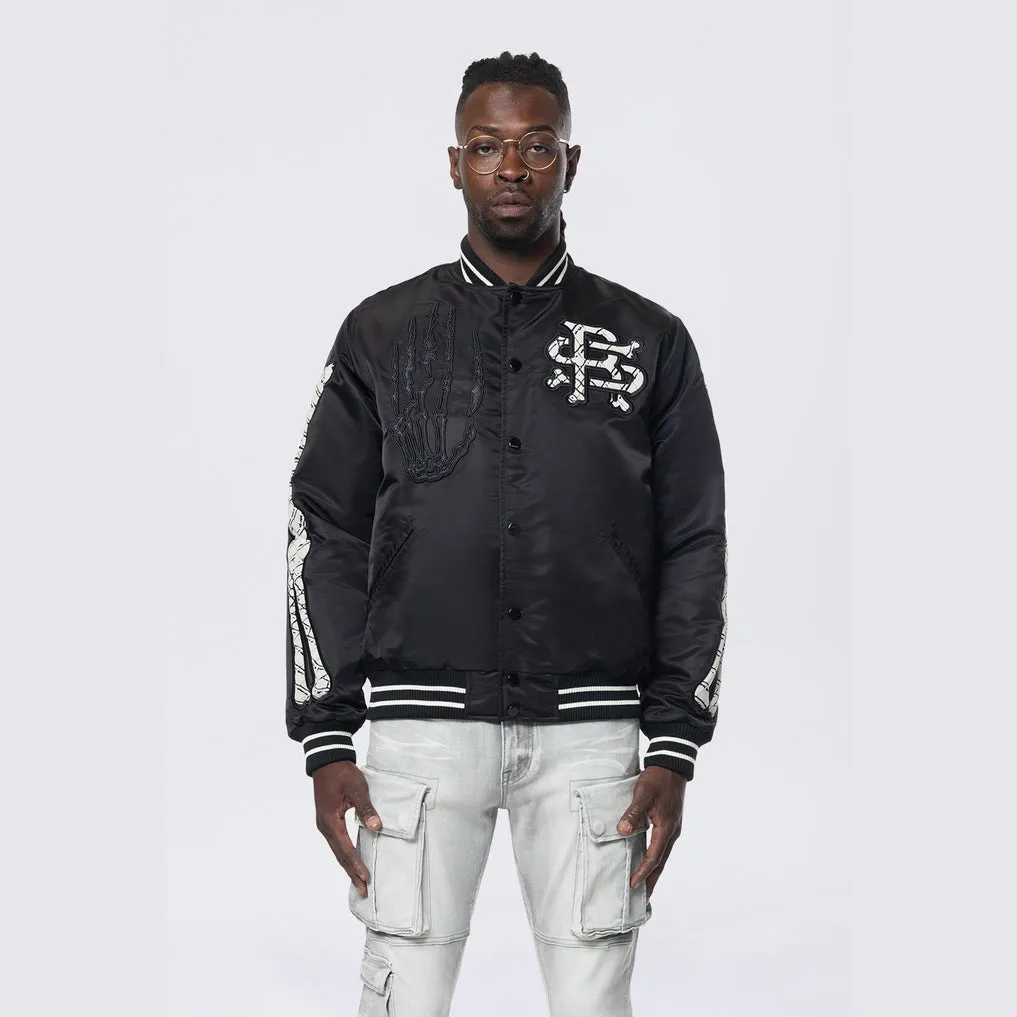 Satin Stadium Jacket - Black