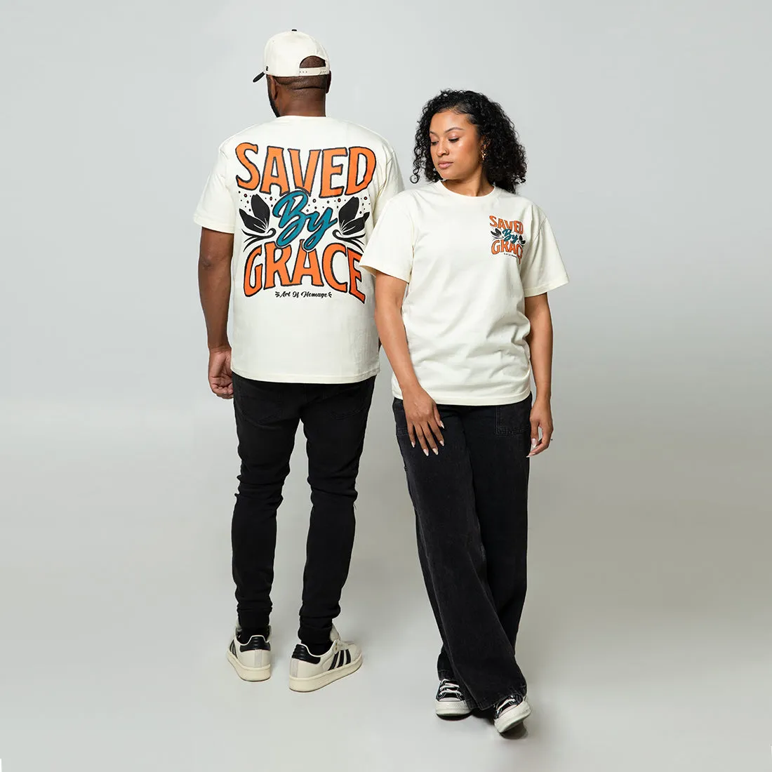 Saved By Grace Hoodie   FREE Tee - Cream