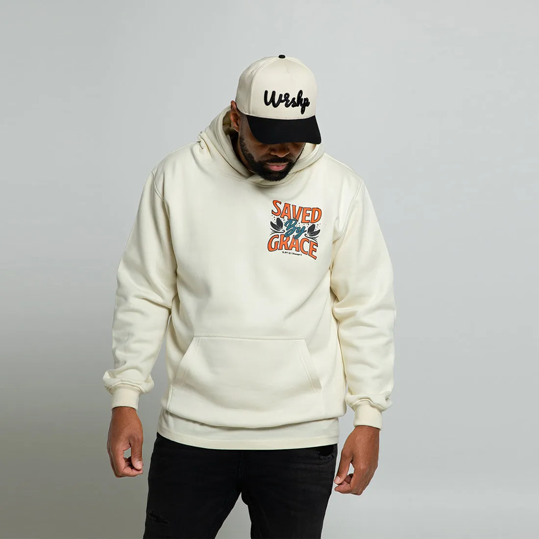 Saved By Grace Hoodie   FREE Tee - Cream