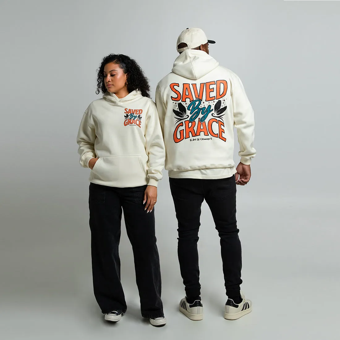 Saved By Grace Hoodie   FREE Tee - Cream