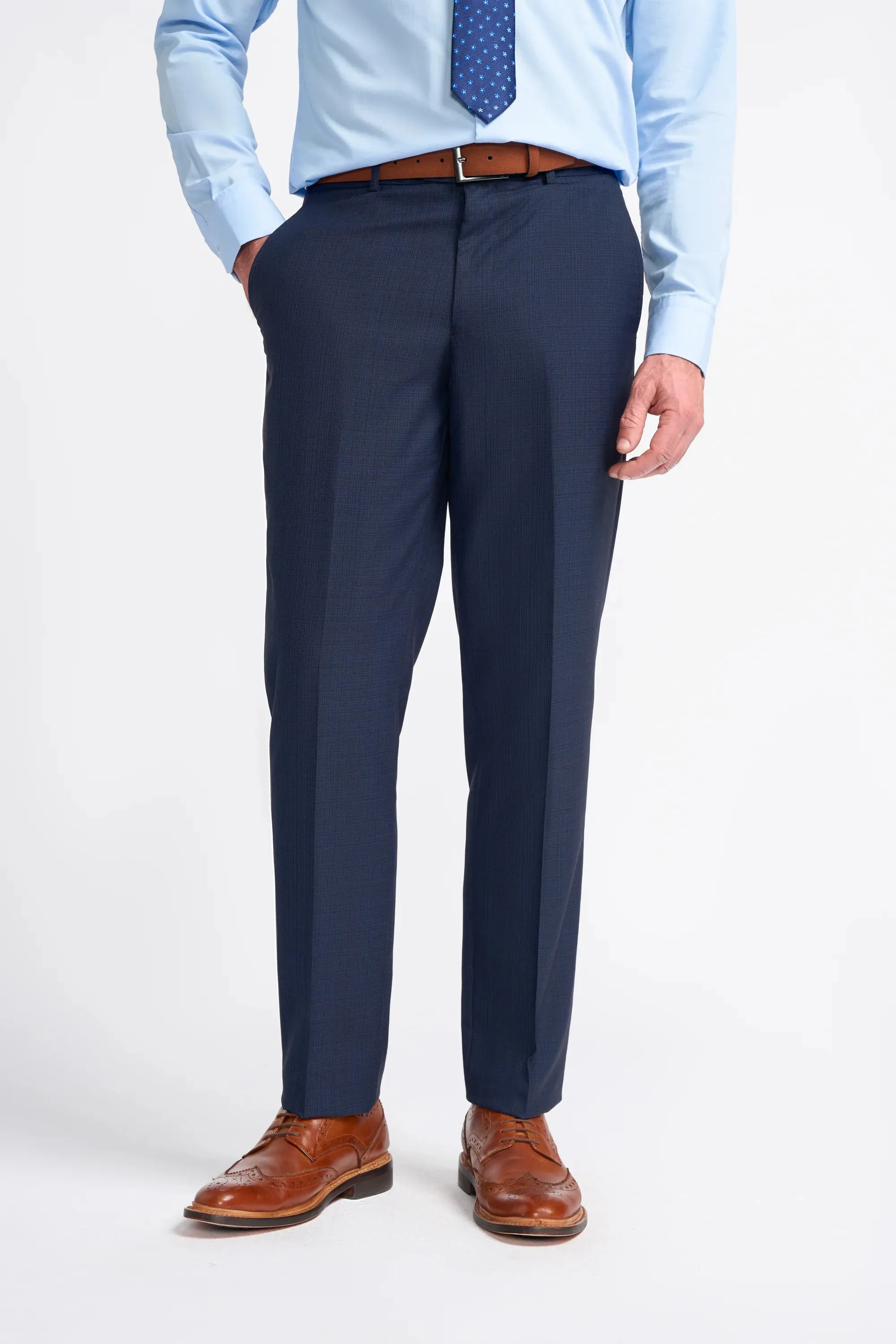 Seeba Navy Regular Three Piece Suit