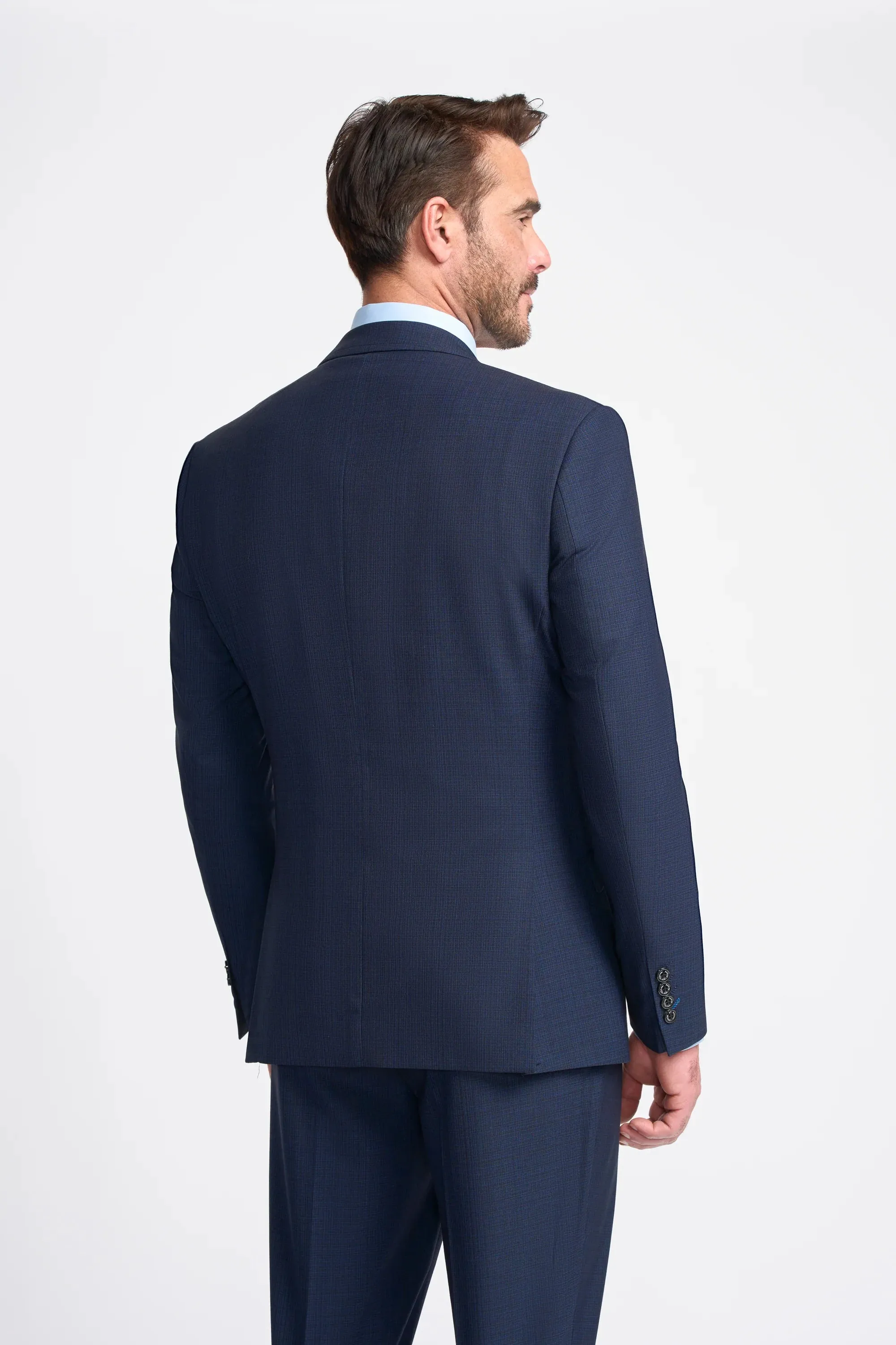 Seeba Navy Regular Three Piece Suit