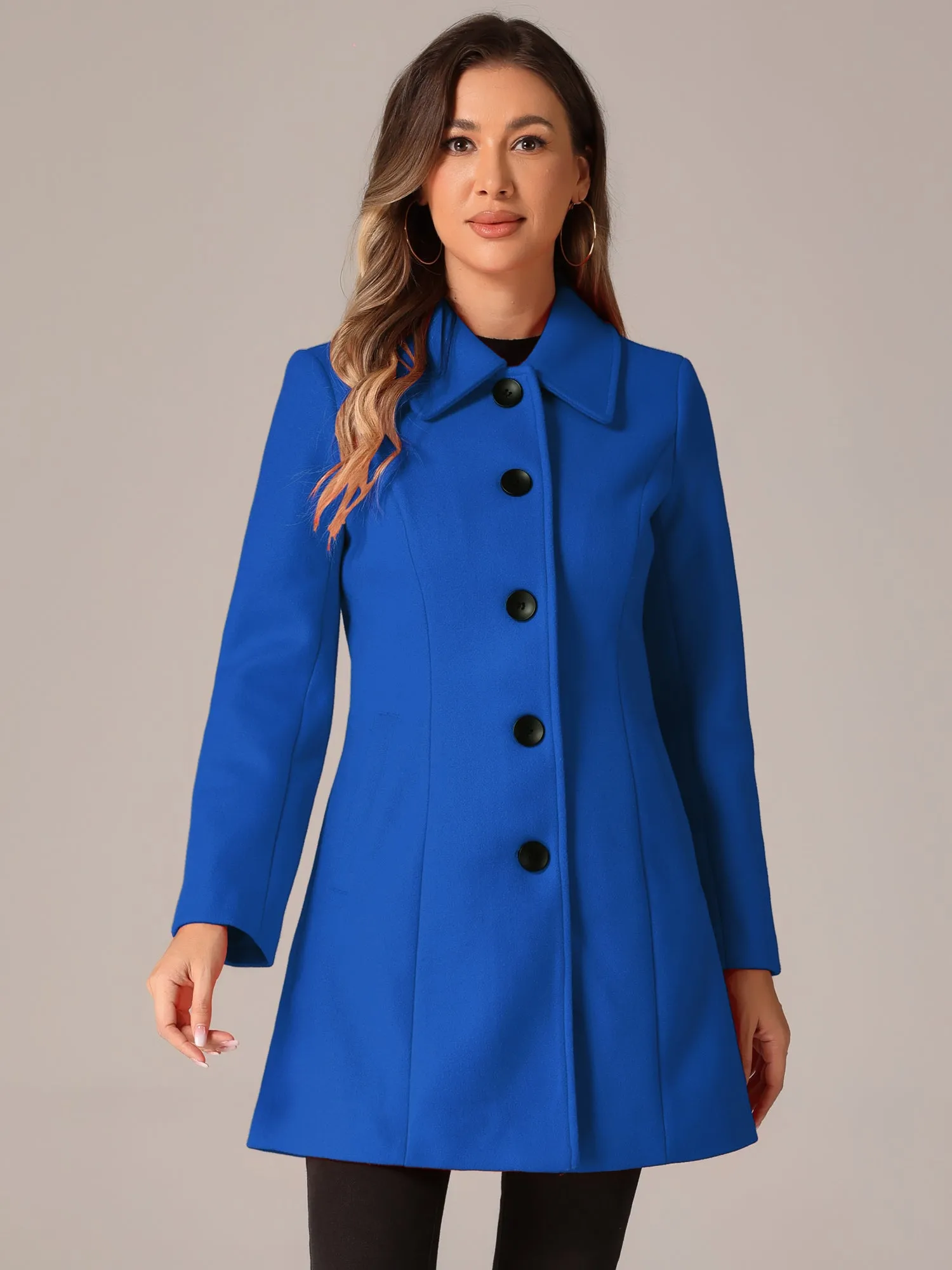 Solid Winter Single Breasted Long Warm Pocketed Pea Coat