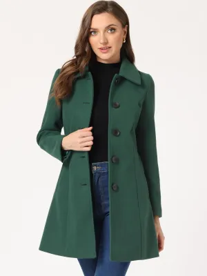 Solid Winter Single Breasted Long Warm Pocketed Pea Coat