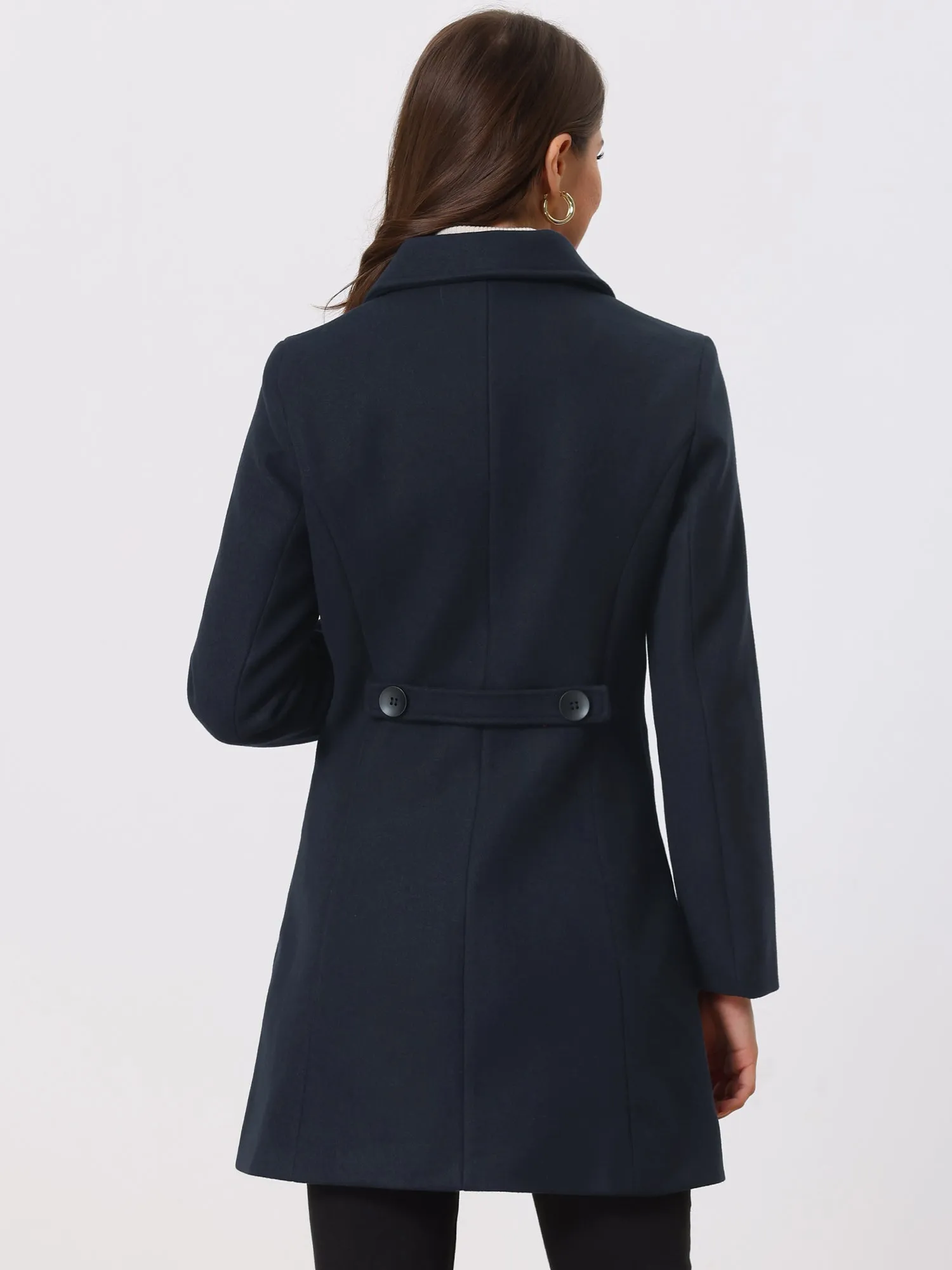 Solid Winter Single Breasted Long Warm Pocketed Pea Coat