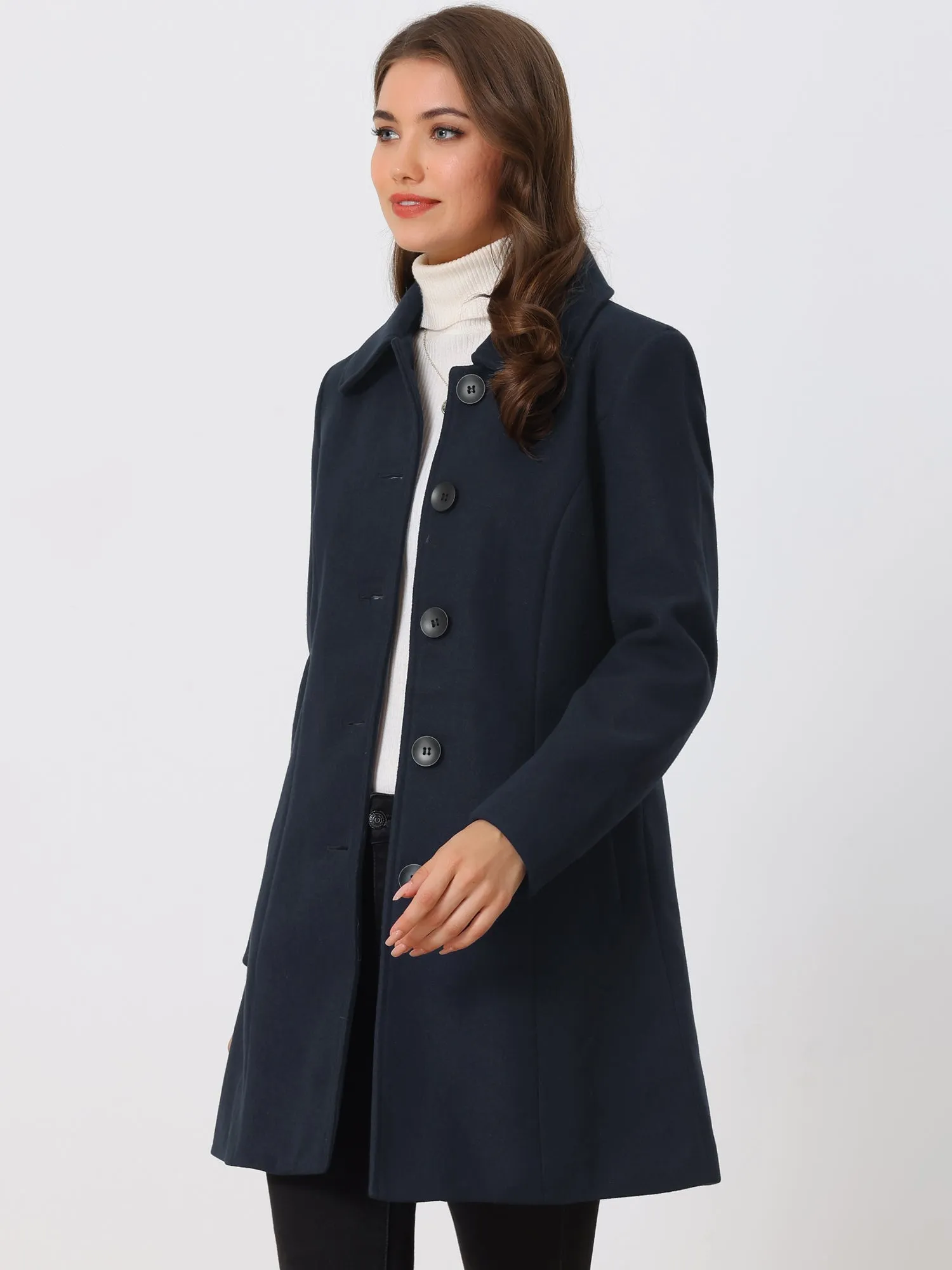 Solid Winter Single Breasted Long Warm Pocketed Pea Coat