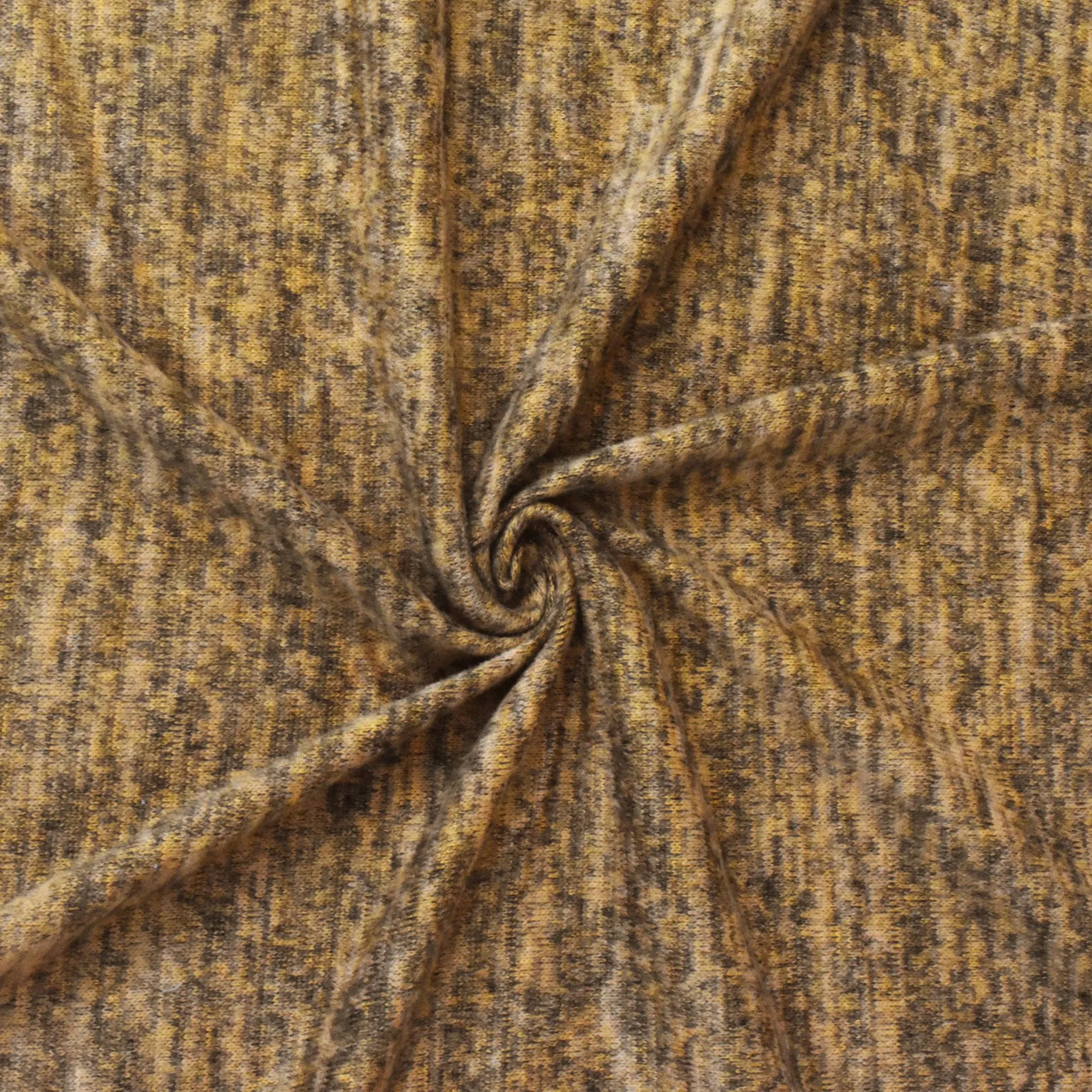 Sunflower Yellow-Tree Brown Slub Texture Brushed Jersey Knit Fabric