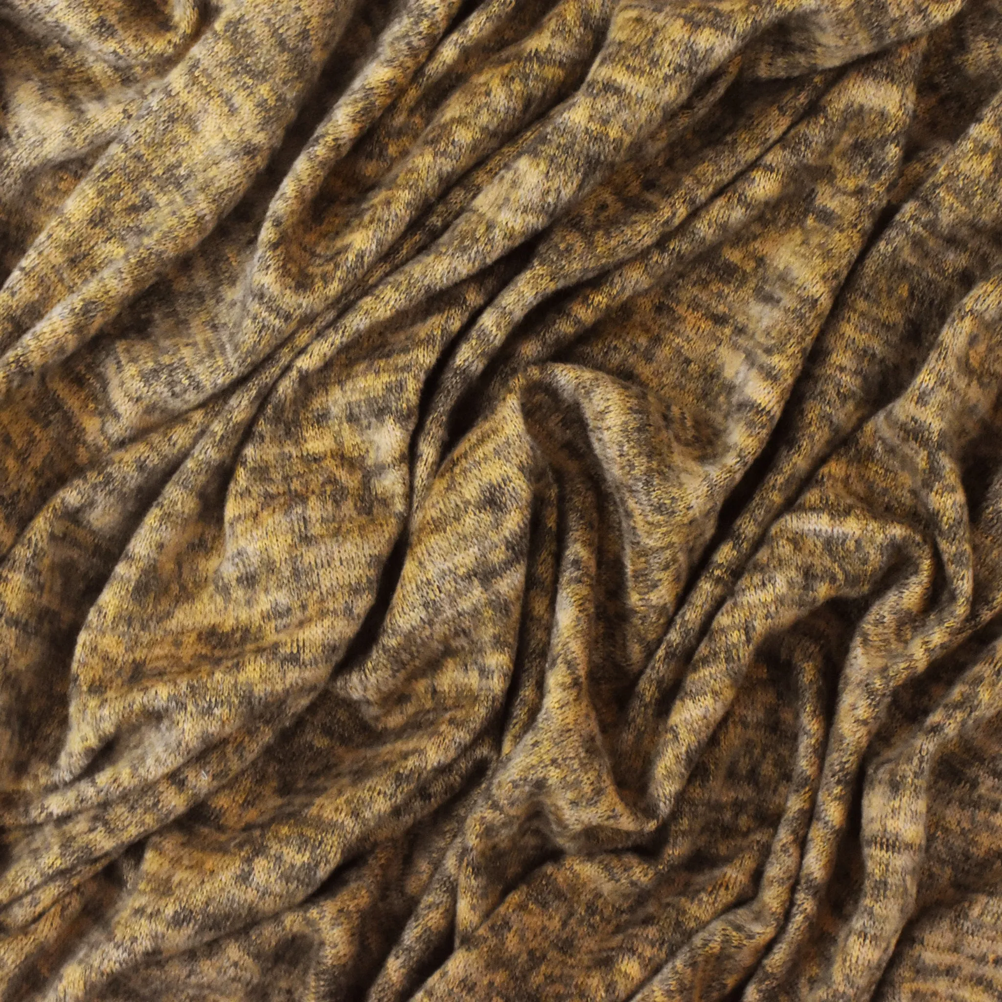 Sunflower Yellow-Tree Brown Slub Texture Brushed Jersey Knit Fabric