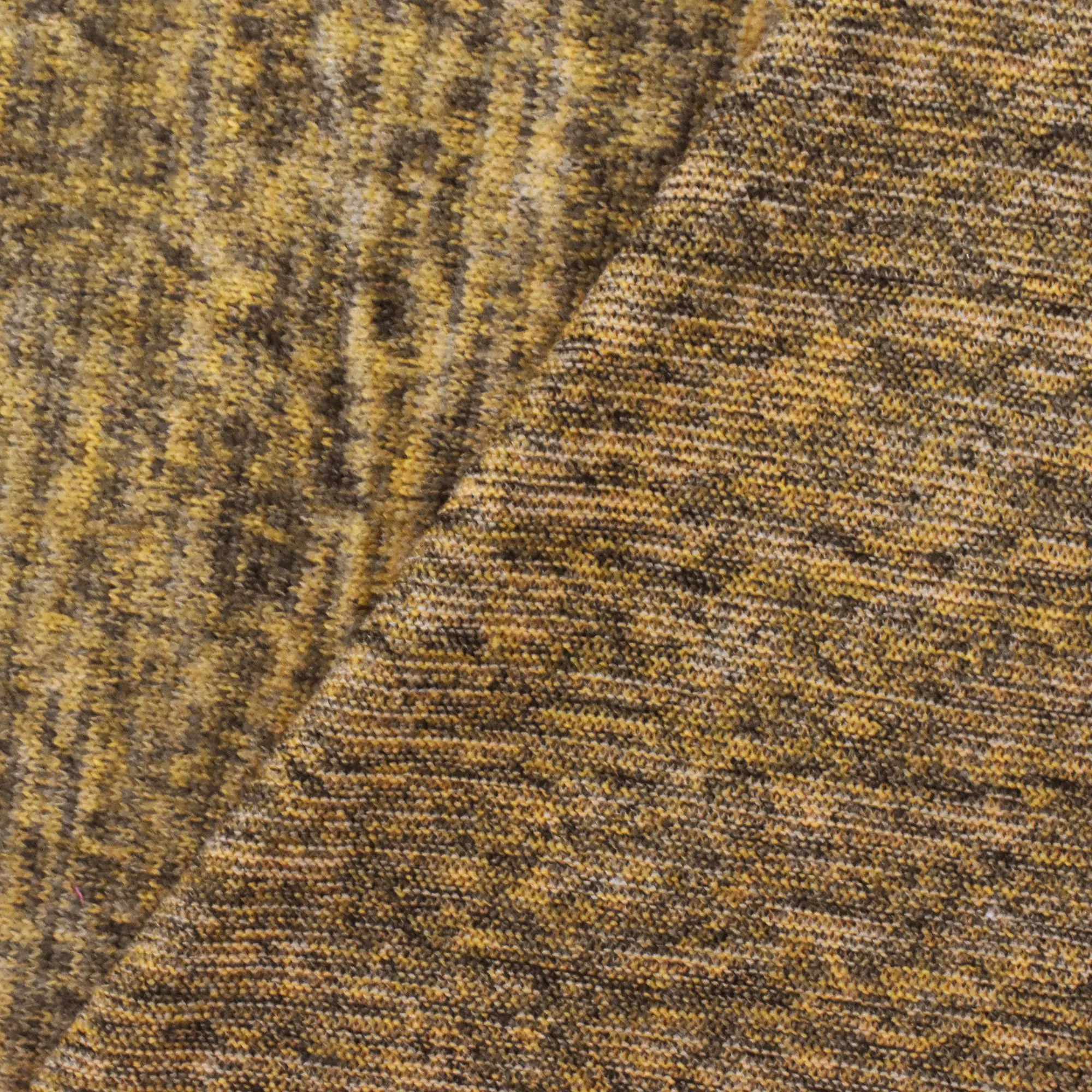 Sunflower Yellow-Tree Brown Slub Texture Brushed Jersey Knit Fabric