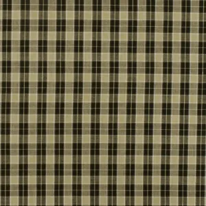 Taupe Beige-Black-White Plaid Cotton Polyester Madras Woven Fabric