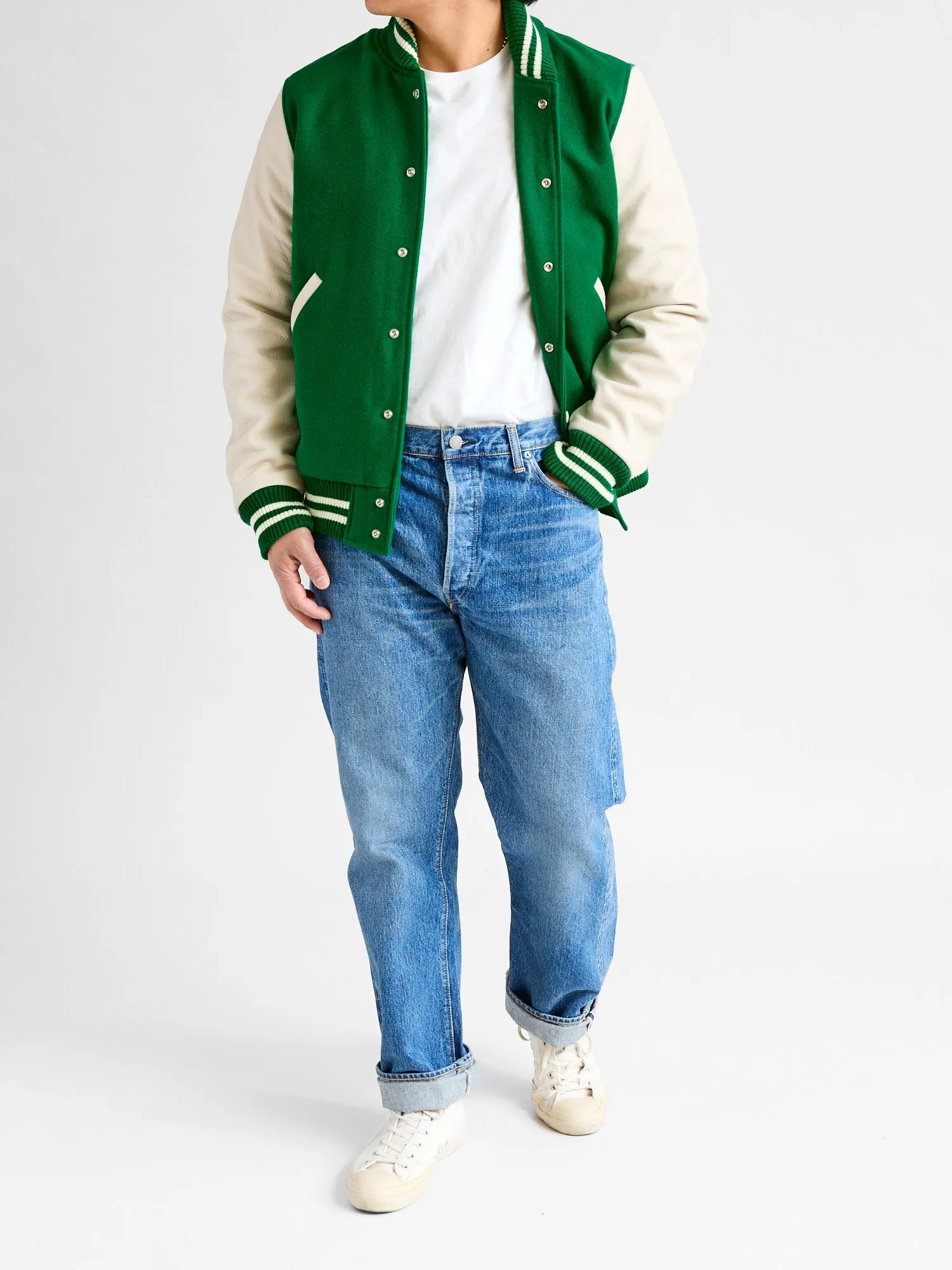 Varsity Jacket in Kelly Green Milk