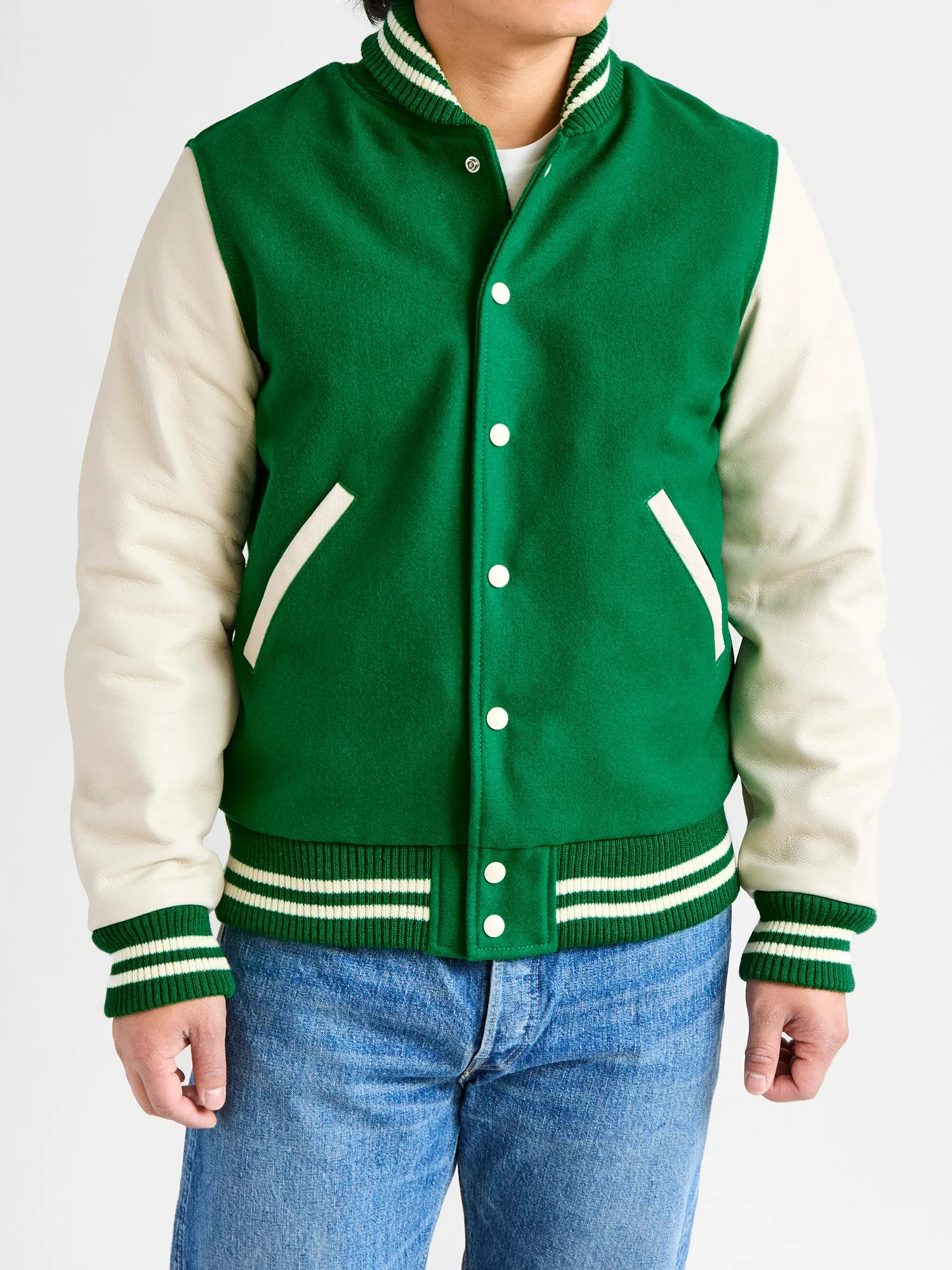 Varsity Jacket in Kelly Green Milk