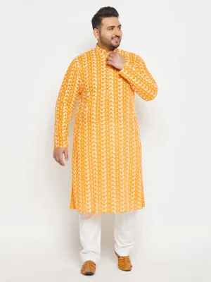 VASTRAMAY Orange Chikankari Kurta Set