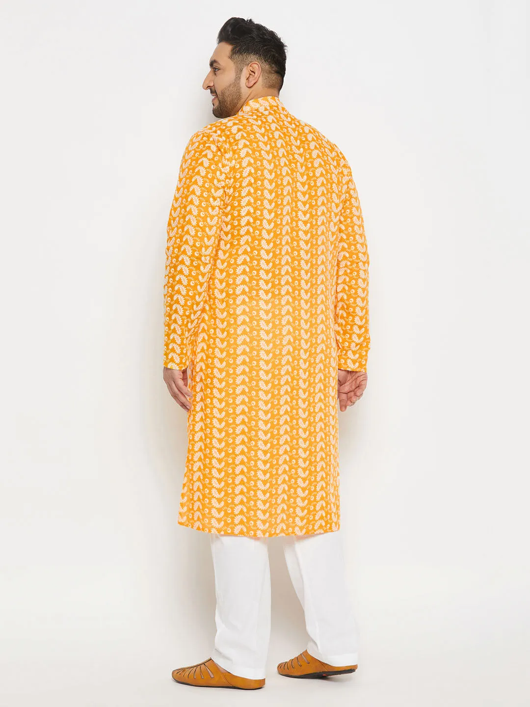 VASTRAMAY Orange Chikankari Kurta Set